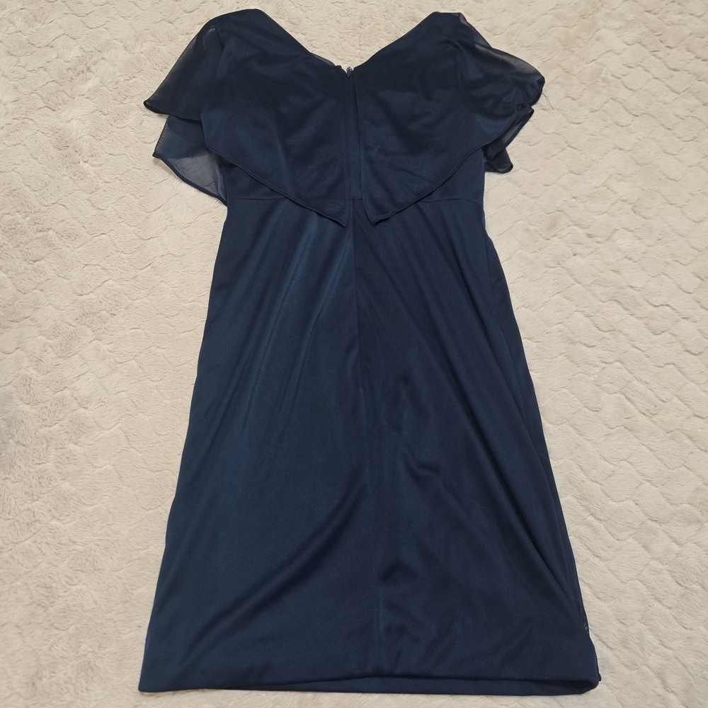 Azazie Navy Blue Waverly Stretch Cocktail Elegant Formal Dress, Size A 4 - Picture 6 of 8